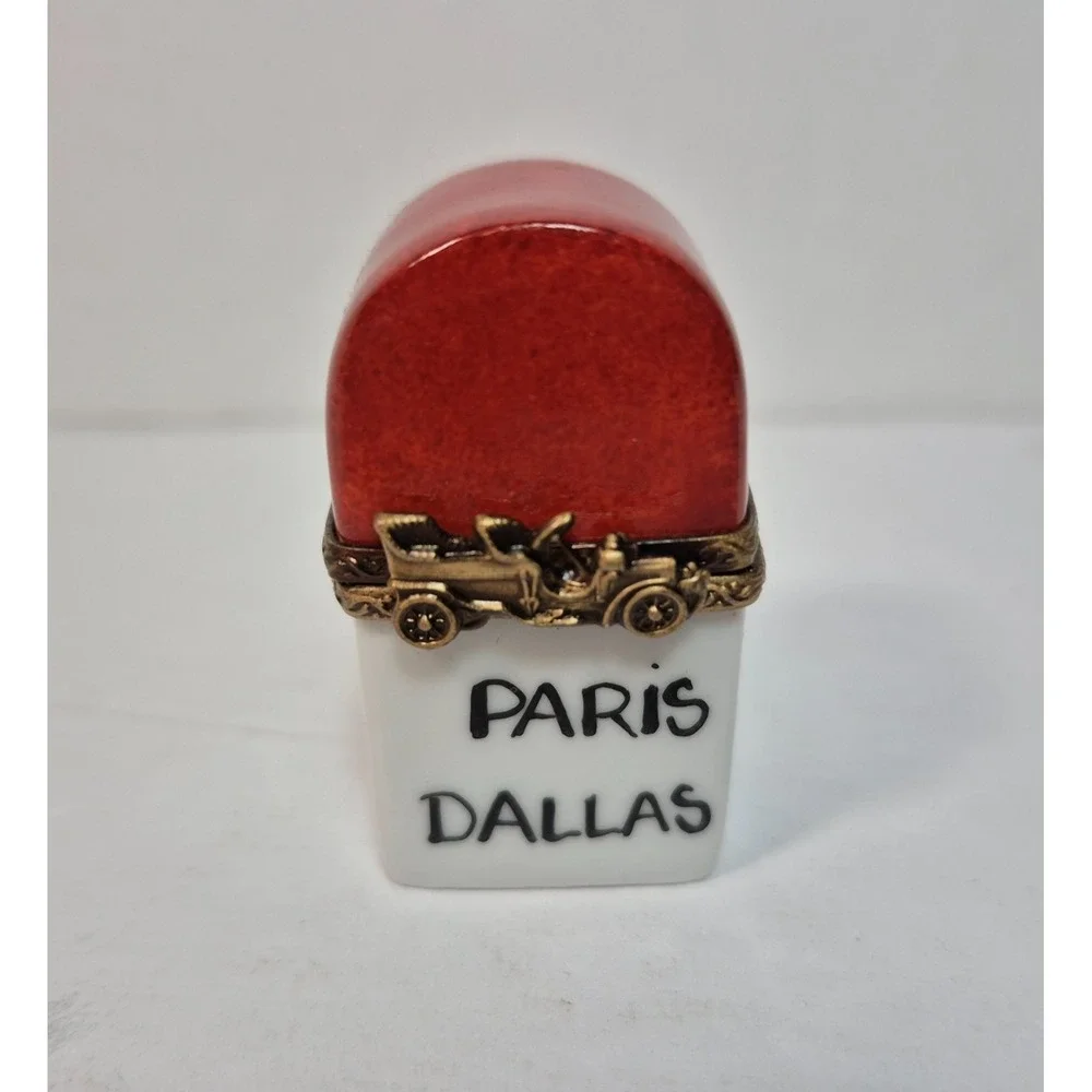 Peint Main Limoges France Chamart Porcelain Trinket Box Dallas / Paris 4936 Mile - Picture 1 of 9